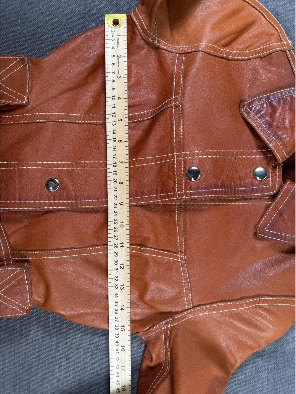 Vintage 1970s Leather Belted Trench Coat in Rust Orange with Contrast Stitching